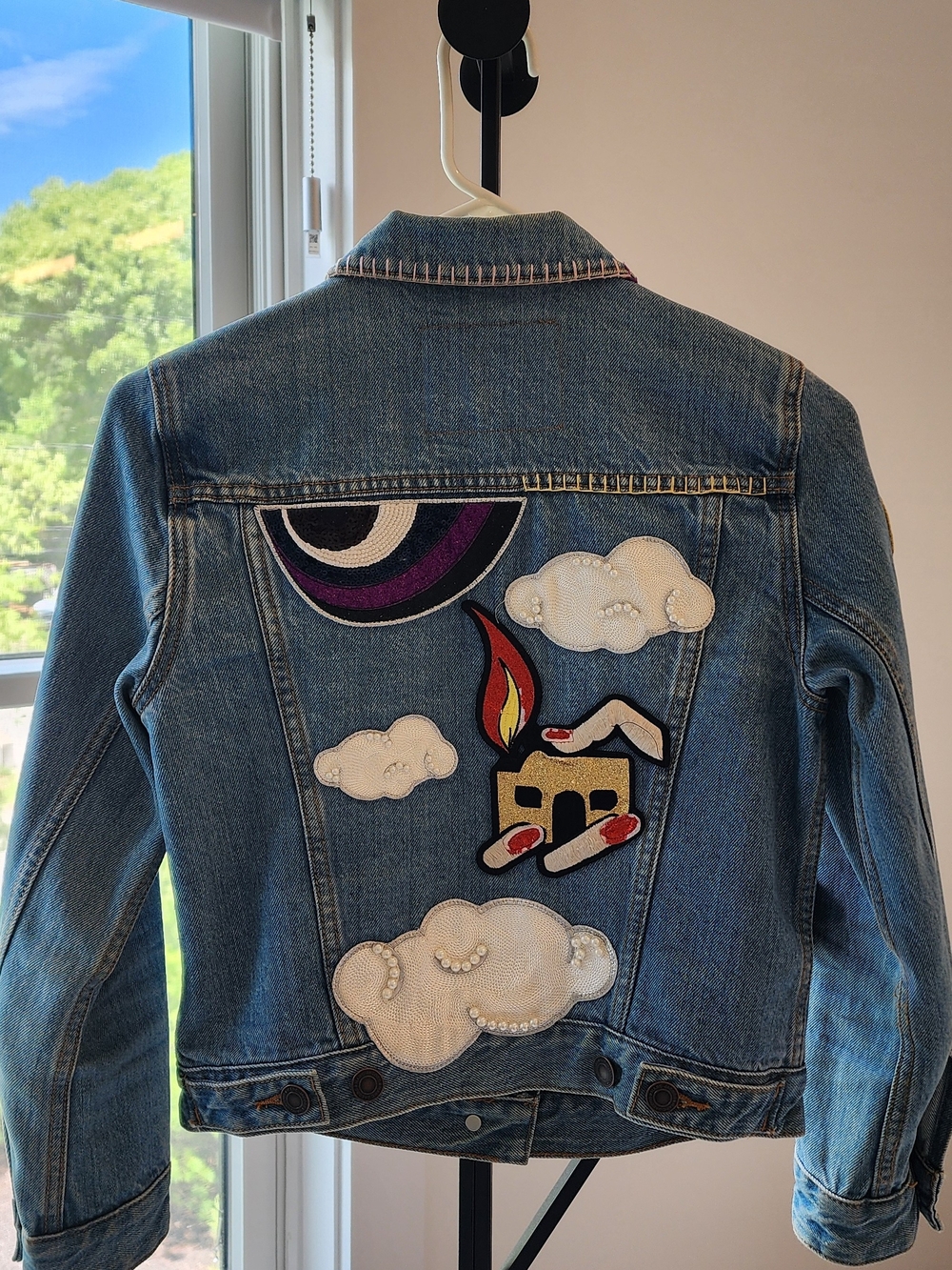 Marc Jacobs Light Blue Embroidered  Denim Jacket with Multicolor Patches Size XS - Picture 5 of 11